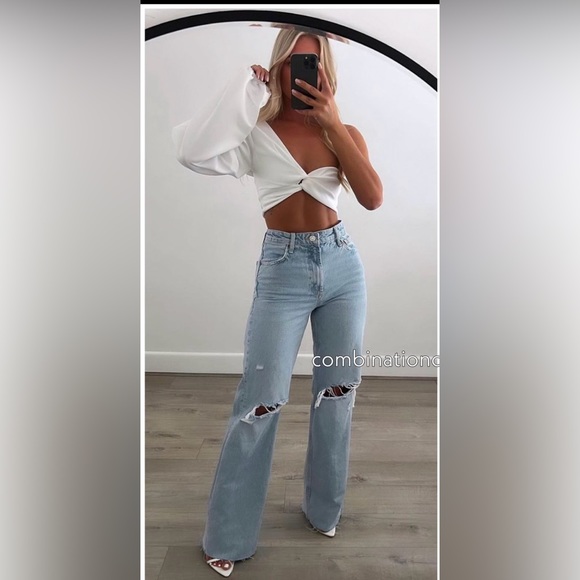 🛍️NEW ZARA BLOGGERS FAVOURITE HIGH WAISTED JEANS IN BLACK - Picture 2 of 5